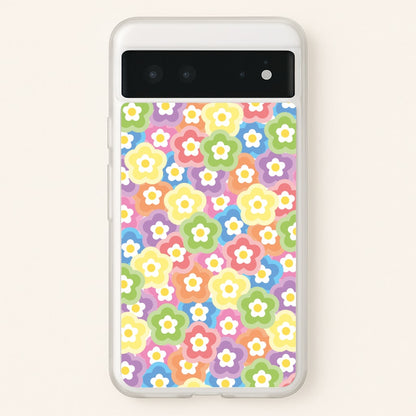 Psychedelic Flowers - Floral Patterns  - Floral Patterns Phone Case for Google Pixel 6