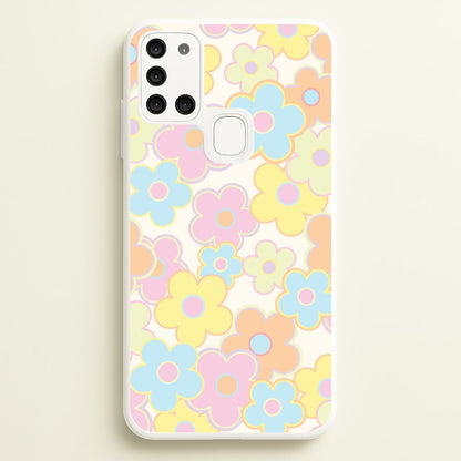 Pastel Abstract Flowers Pattern  - Floral Phone Case for Galaxy A21s