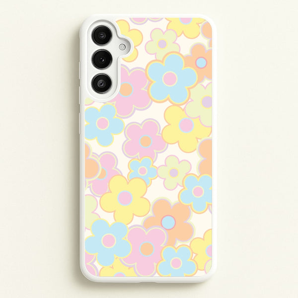Pastel Abstract Flowers Pattern  - Floral Phone Case for Galaxy A34