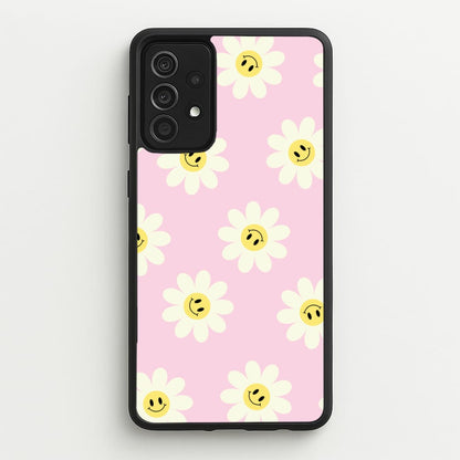 Pastel Pink Smiley Daisies Pattern  - Floral Phone Case for Galaxy A52 / A52s