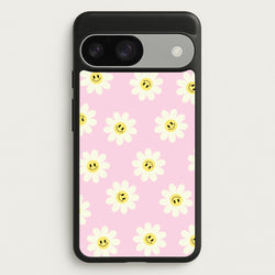 Pastel Pink Smiley Daisies Pattern  - Floral Phone Case for Google Pixel 9 / 9 Pro