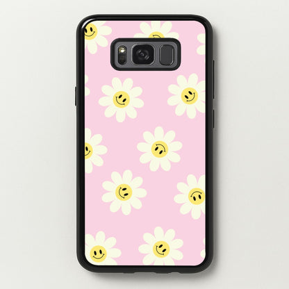 Pastel Pink Smiley Daisies Pattern  - Floral Phone Case for Galaxy S8 Plus