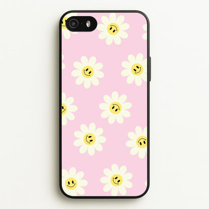 Pastel Pink Smiley Daisies Pattern  - Floral Phone Case for iPhone 5 / 5s / SE 2016