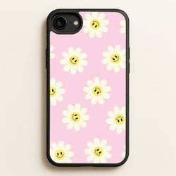 Pastel Pink Smiley Daisies Pattern  - Floral Phone Case for iPhone 6 / 7 / 8 / SE