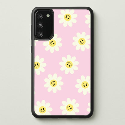 Pastel Pink Smiley Daisies Pattern  - Floral Phone Case for Galaxy S20