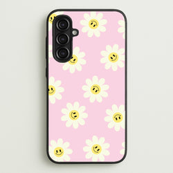Pastel Pink Smiley Daisies Pattern  - Floral Phone Case for Galaxy A16