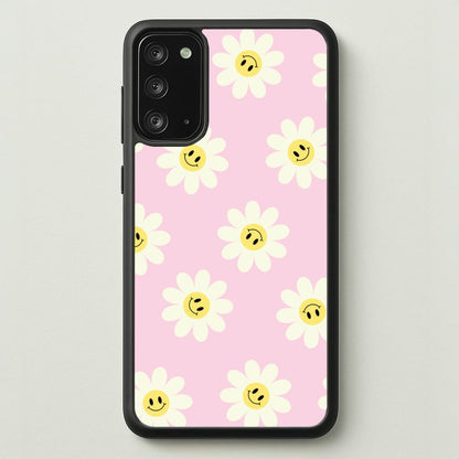 Pastel Pink Smiley Daisies Pattern  - Floral Phone Case for Galaxy Note 20