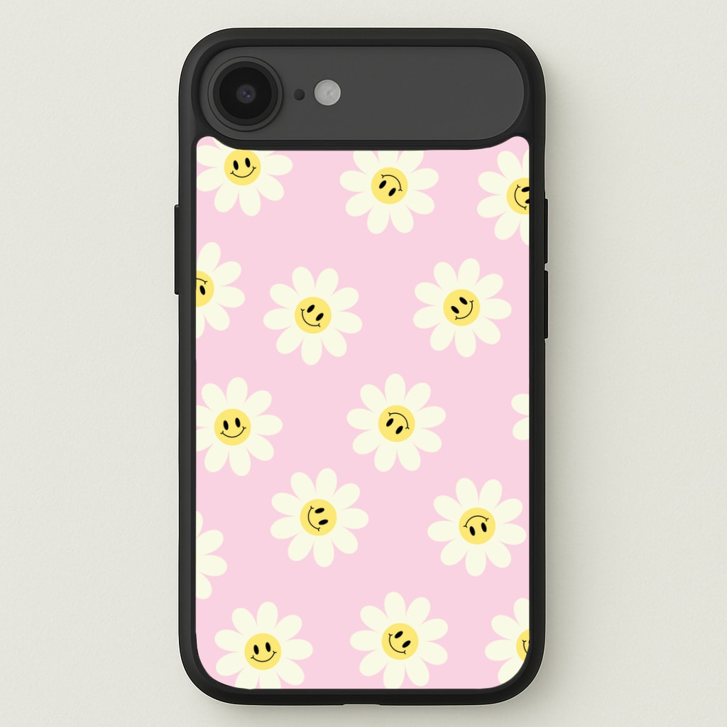 Pastel Pink Smiley Daisies Pattern Phone Case for iPhone 17 Air