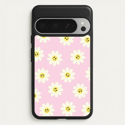 Pastel Pink Smiley Daisies Pattern  - Floral Phone Case for Google Pixel 9 Pro XL