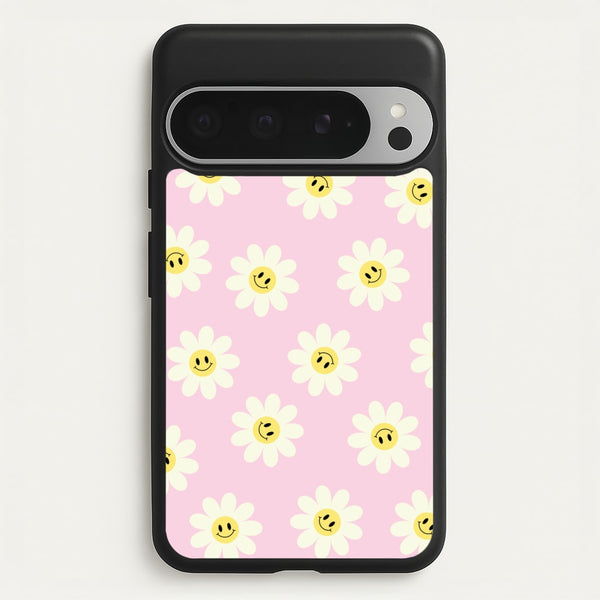 Pastel Pink Smiley Daisies Pattern  - Floral Phone Case for Google Pixel 9 Pro XL
