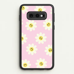 Pastel Pink Smiley Daisies Pattern  - Floral Phone Case for Galaxy S10e
