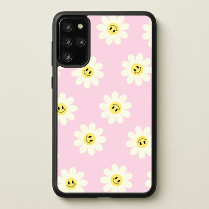 Pastel Pink Smiley Daisies Pattern  - Floral Phone Case for Galaxy S20 Plus