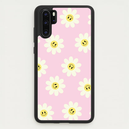 Pastel Pink Smiley Daisies Pattern  - Floral Phone Case for Huawei P30 Pro