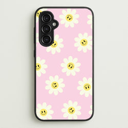 Pastel Pink Smiley Daisies Pattern  - Floral Phone Case for Galaxy A14