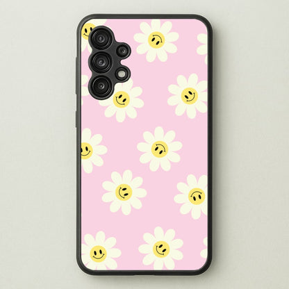 Pastel Pink Smiley Daisies Pattern  - Floral Phone Case for Galaxy A13