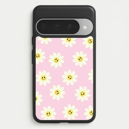 Pastel Pink Smiley Daisies Pattern Phone Case for Google Pixel 10 Pro XL