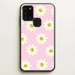 Pastel Pink Smiley Daisies Pattern  - Floral Phone Case for Galaxy A21s