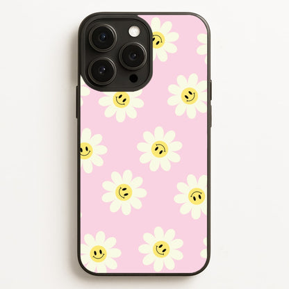 Pastel Pink Smiley Daisies Pattern  - Floral Phone Case for iPhone 12 Pro Max
