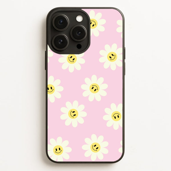 Pastel Pink Smiley Daisies Pattern  - Floral Phone Case for iPhone 12 Pro Max