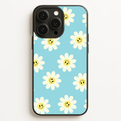 Pastel Blue Smiley Daisies Pattern Phone Case