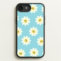 Pastel Blue Smiley Daisies Pattern  - Floral Phone Case for iPhone 6 Plus / 7 Plus / 8 Plus