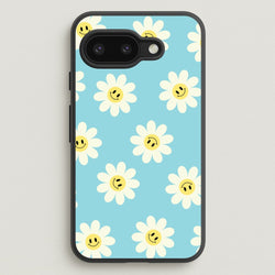 Pastel Blue Smiley Daisies Pattern  - Floral Phone Case for Google Pixel 9a