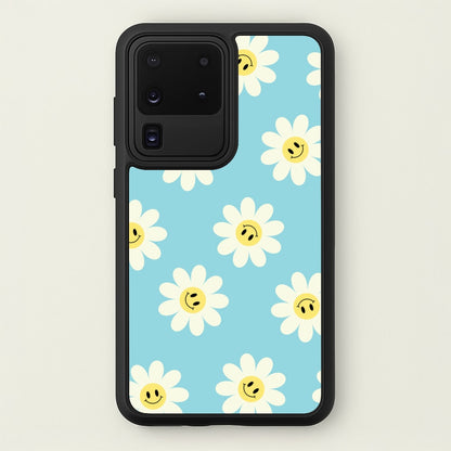 Pastel Blue Smiley Daisies Pattern  - Floral Phone Case for Galaxy S20 Ultra