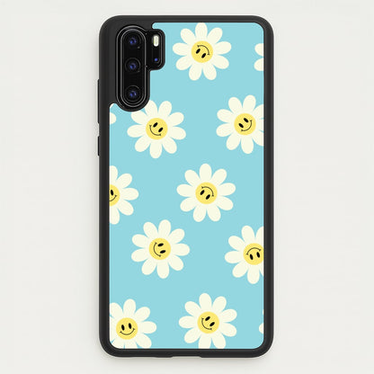 Pastel Blue Smiley Daisies Pattern  - Floral Phone Case for Huawei P30 Pro