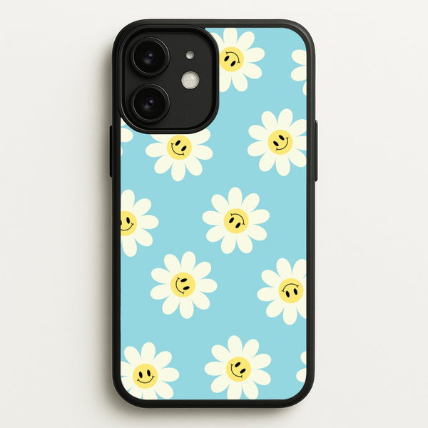 Pastel Blue Smiley Daisies Pattern  - Floral Phone Case for iPhone 11