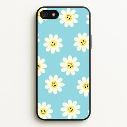 Pastel Blue Smiley Daisies Pattern  - Floral Phone Case for iPhone 5 / 5s / SE 2016