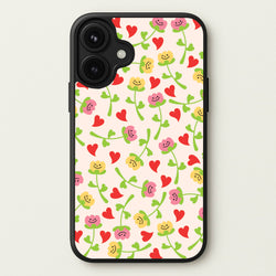 Smiley Tulips And Hearts Pattern Phone Case for iPhone 17