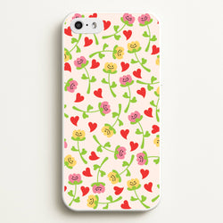Smiley Tulips And Hearts Pattern  - Floral Phone Case for iPhone 5 / 5s / SE 2016