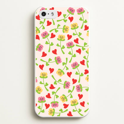 Smiley Tulips And Hearts Pattern  - Floral Phone Case for iPhone 5 / 5s / SE 2016