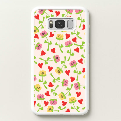 Smiley Tulips And Hearts Pattern  - Floral Phone Case for Galaxy S8 Plus