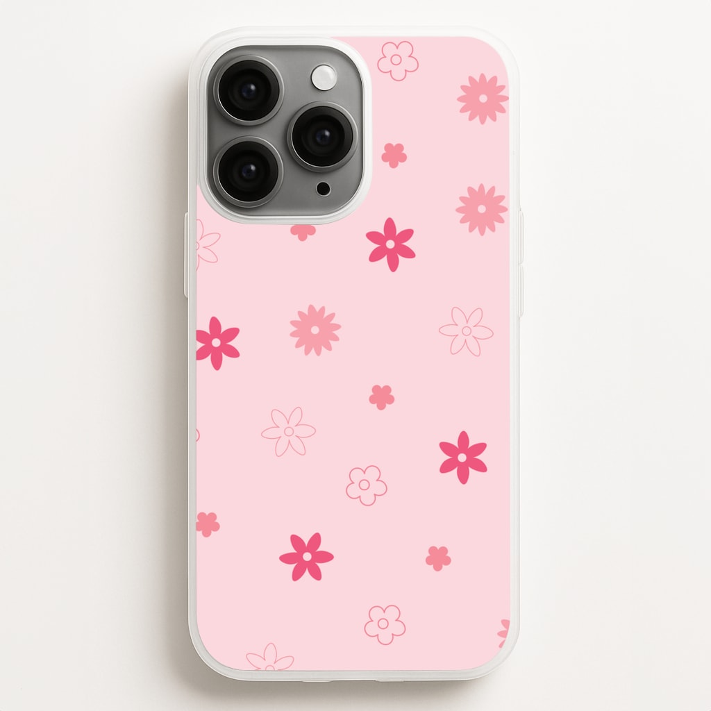 Flower Types Pattern Pink  - Floral Phone Case for iPhone 16 Pro Max
