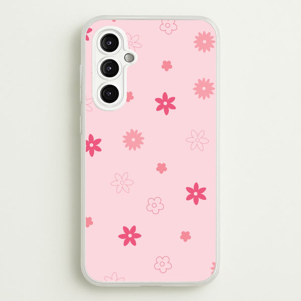 Flower Types Pattern Pink  - Floral Phone Case for Galaxy A14