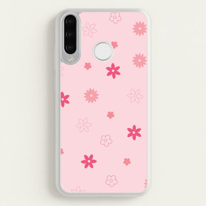 Flower Types Pattern Pink  - Floral Phone Case for Huawei P30 Lite