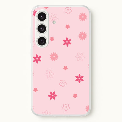 Flower Types Pattern Pink  - Floral Phone Case for Galaxy S25 Plus