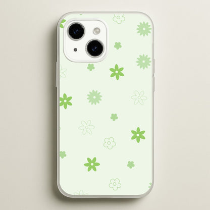 Flower Types Pattern Green  - Floral Phone Case for iPhone 14 Plus