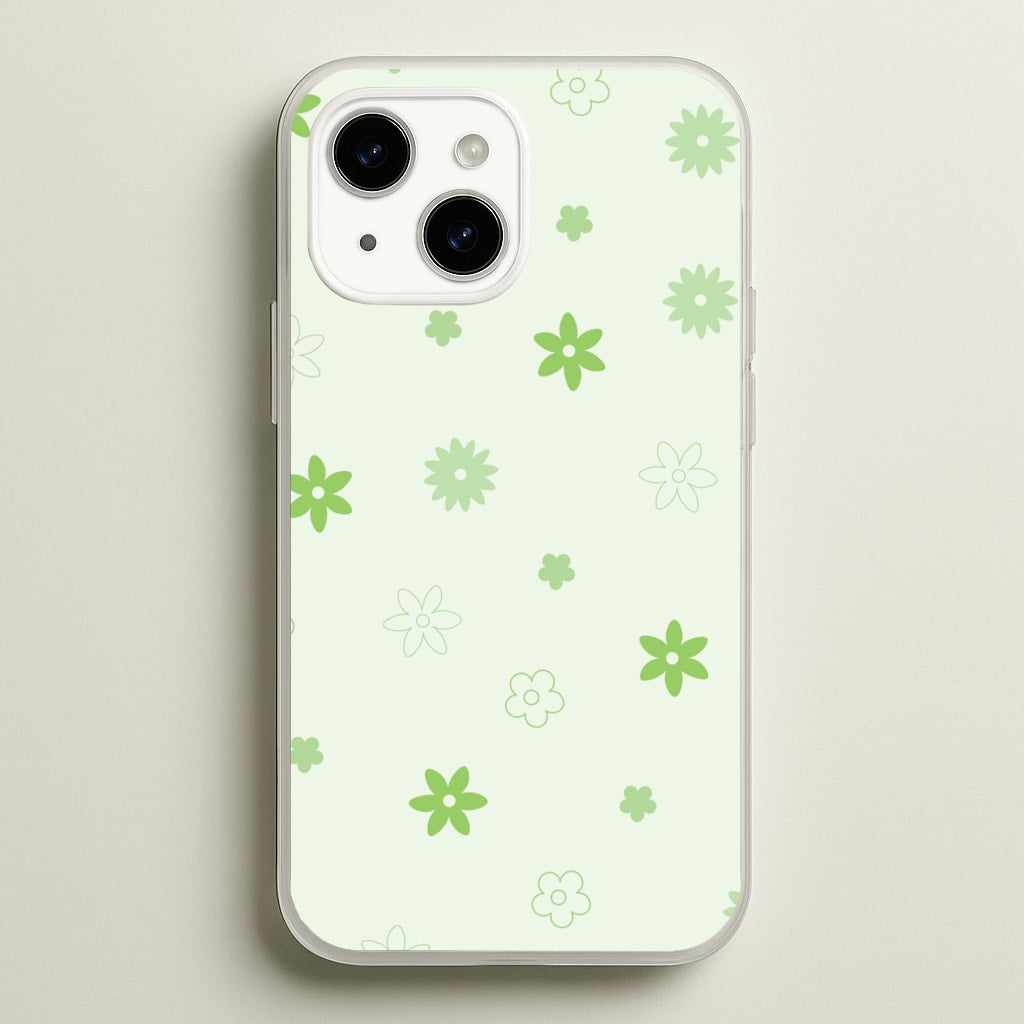 Flower Types Pattern Green  - Floral Phone Case for iPhone 14