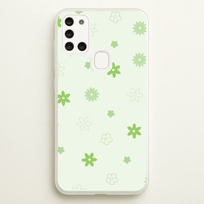 Flower Types Pattern Green  - Floral Phone Case for Galaxy A21s