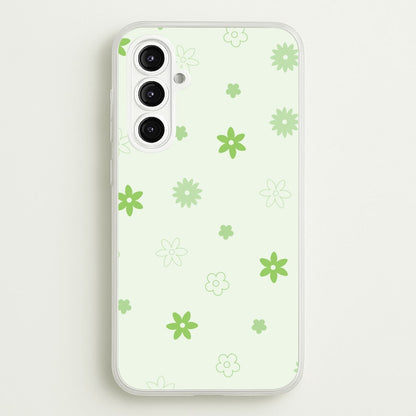 Flower Types Pattern Green  - Floral Phone Case for Galaxy A16