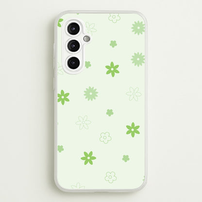 Flower Types Pattern Green  - Floral Phone Case for Galaxy A14