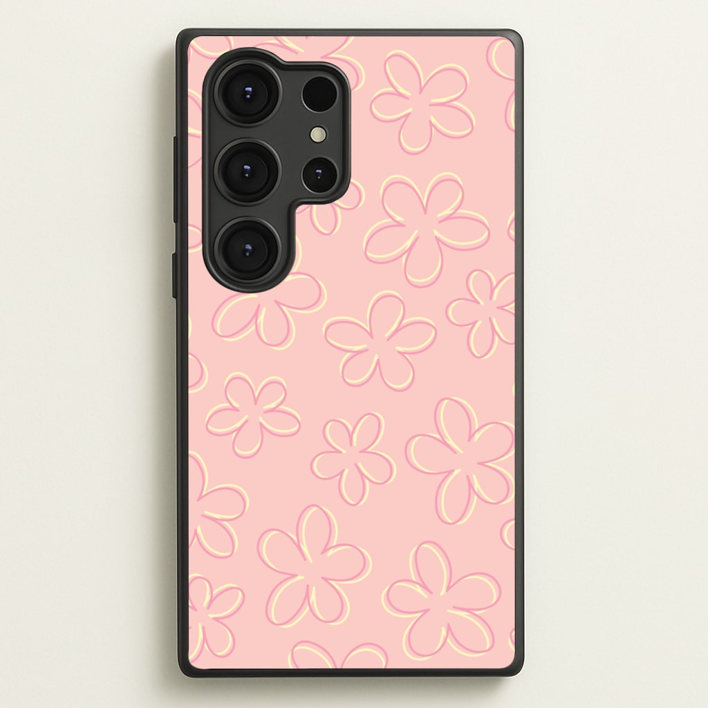 Abstract Flower Outlines Pattern  - Floral Phone Case for Galaxy S25 Ultra