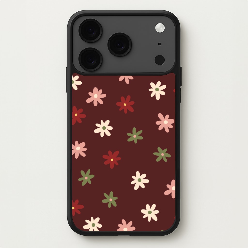 Dark Whimsical Flower Pattern Phone Case for iPhone 17 Pro