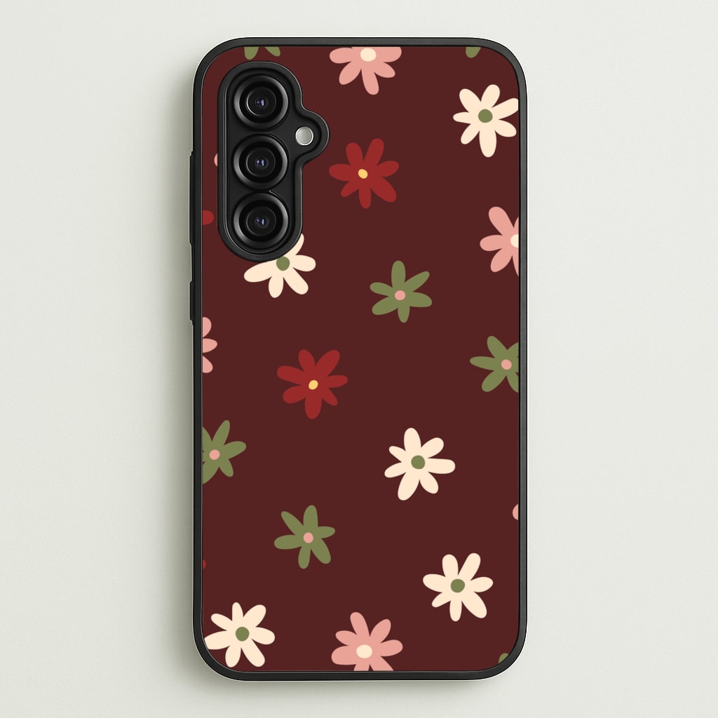 Dark Whimsical Flower Pattern  - Floral Phone Case for Galaxy A14