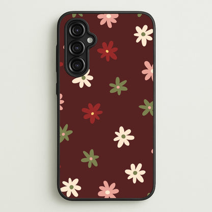 Dark Whimsical Flower Pattern  - Floral Phone Case for Galaxy A14