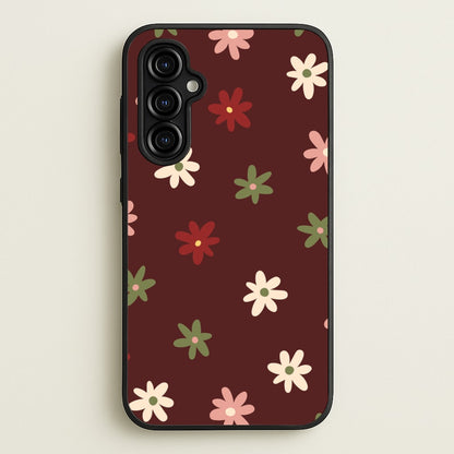 Dark Whimsical Flower Pattern  - Floral Phone Case for Galaxy A54