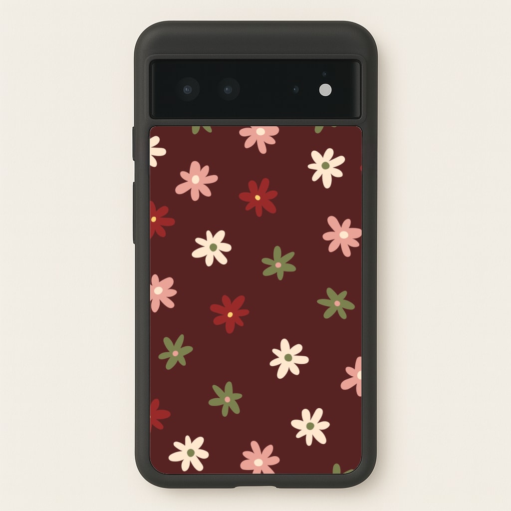 Dark Whimsical Flower Pattern  - Floral Phone Case for Google Pixel 6