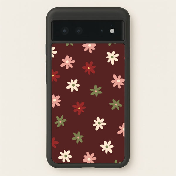 Dark Whimsical Flower Pattern  - Floral Phone Case for Google Pixel 6